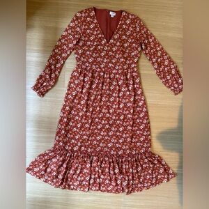 J. Crew Rust/Burnt orange Floral Dress